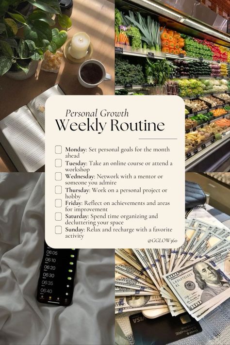 Personal Growth Weekly Routine for a Productive Month Everyday Goals Ideas, Goal Setting Aesthetic, Reset Ritual, Aesthetic Planners, Healthy Habits Motivation, Free Planner Templates, Habits To Start, Positive Quotes Wallpaper, Weekly Routine