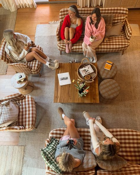 cozy mornings at the cabin ☕️🎀🕯️🪵 Winter Cabin Photoshoot, Cabin Girls Trip Aesthetic, Friends Cabin Trip, Cabin Weekend Aesthetic, Girly Cabin, Girls Weekend Aesthetic, Bachelorette Cabin Weekend, Cabin Trip Aesthetic, Cabin Girls Trip