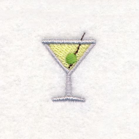 Wine Glass Embroidery Design, Embroidery Tshirt Designs, Martini Embroidery, Embroidery Cocktail, Animal Line Drawings, Embroidery Tshirt, Urban Threads, Beading Crafts, Bead Embroidery Patterns