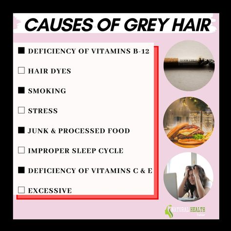 Some main causes of grey hair at early age👩‍🦳 #naturalremedies #natureheals #homeremedies #stayhealty #greyhair #deficiency #healthtutor #healthiswealth #cause #eatgoodfeelgood #saynotosmoking #stress #homeremediesforyou #stayhealtyandfit #goodsleep #nogreyhair #naturalliving Grey Hair Remedies, Reverse Gray Hair, Early Grey, Sleep Cycle, Hair Remedies, Free Tips, Dye Free, Natural Living, Gray Hair