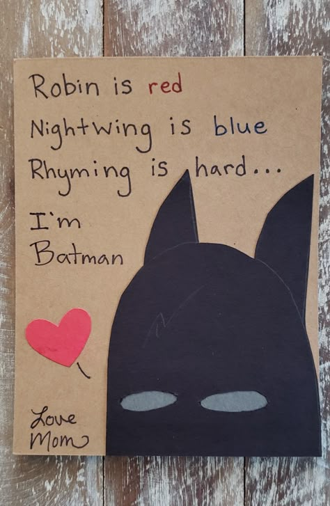 Batman Birthday Gift Ideas, Batman Themed Gifts For Boyfriend, Batman Card For Boyfriend, Batman Diy Gifts Boyfriends, Batman Cards Handmade, Batman Crafts For Boyfriend, Diy Batman Gifts, Batman Valentines Cards, Batman Gift Ideas For Boyfriend