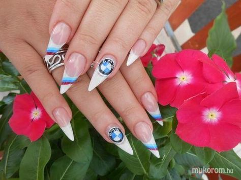 Mercedes Benz Nails Art Designs, Bmw Acrylic Nails, F1 Nails Designs Red Bull, Bmw Nails Design, Bmw M Nails, Mercedes Nails Art Designs, Bmw Nails, Tulip Nails, Mickey Mouse Images