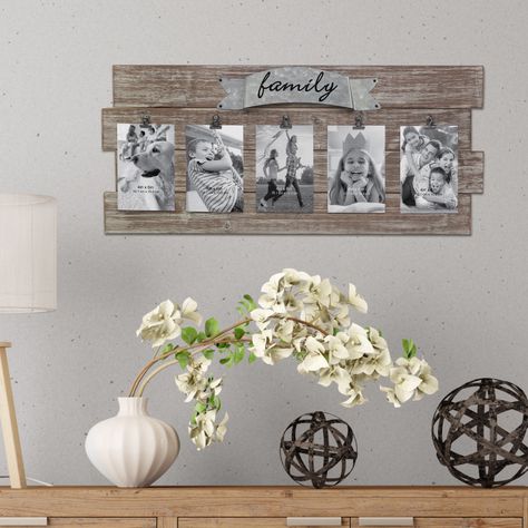 Rustic Wooden Family Collage Photo Frame with Clips - Walmart.com - Walmart.com Picture Frame Wood, Family Collage, Rustic Picture Frames, Rustic Pictures, Brown Picture Frames, Collage Frame, Picture Frame Decor, Family Frames, Wooden Photo Frames