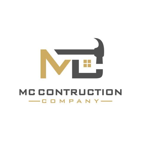 Mc Letter Construction Logo Design Logo Design Inspiration Construction, Remodeling Logo Design, Logo Design For Construction Company, Logo Building Design, Construction Logos Ideas, Logo Design Construction Company, Logo Building Company, Construction Logo Design Graphics, Construction Company Logo Design Ideas