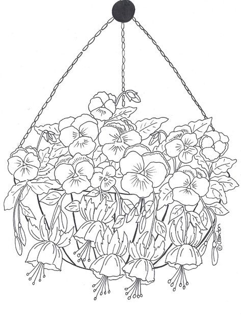 1212×1600: Anne Fenton Basket Sketch, Embroidery Patterns Floral, Flower Colouring Pages, Flower Colouring, Floral Outlines, Floral Coloring Pages, Basket Drawing, Patterns Floral, Flower Baskets