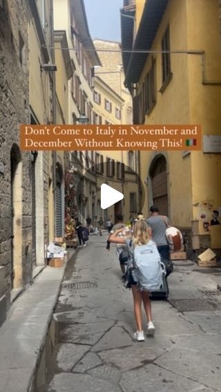 WorldWanderTravel❤️ on Instagram: "As Many of You Requested, Here’s Everything You Need to Know About Italy in November & December! 🌧️🎄

❄️Weather & Packing Tips⛈️

-November: Cooler and rainy, especially in northern cities like Milan and Venice.Florence, with plenty of overcast skies and occasional showers.
-December:Full-on winter, with snow in the mountains and chilly temperatures in cities like Florence, Milan, and Venice. Southern Italy is milder but still cool, especially in the evenings.

Pack Smart:Layers are essential! Bring a waterproof jacket, warm sweaters, and sturdy shoes for exploring those beautiful, cobblestone streets. 

🌞Shorter Days, Less Crowds🌠

-Sunset as early as 4:30 PM in December, so plan your sightseeing accordingly.
-Perks: Fewer tourists, cheaper flights, Florence In December, Milan In November, Italy Winter Aesthetic, Florence Winter, Italy In December, Italy In November, December Weather, Italy November, Cobblestone Streets