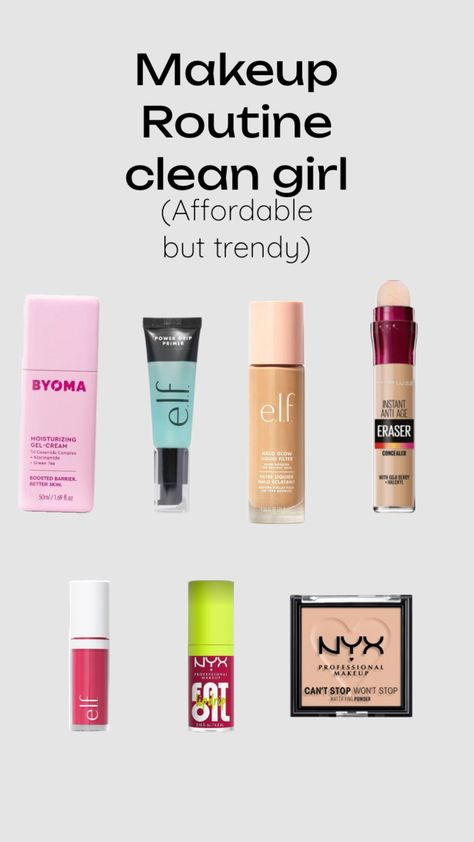 Affordable Clean Girl Makeup, Makeup For 15 Yrs Old, That Girl Makeup Products, Clean Girl Makeup Products, Makeup Routine Guide, Dollar Makeup, Target Makeup, Tips For Teens, Clean Girl Makeup