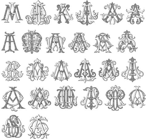 Victorian monograms Logo Design Inspiration Creative, Graphisches Design, Wedding Logo Design, Design Information, Monogram Logo Design, Monogram Alphabet, Lettering Styles, Alphabet Art, Vintage Monogram