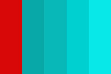 Red and Shades of Turquoise Color Palette Red And Turquoise Color Palette, Color Palette Turquoise, Mushroom Room, Aqua Color Palette, Turquoise Aesthetic, Red Color Combinations, Turquoise Color Palette, Bedroom Vibes, Cyan Colour