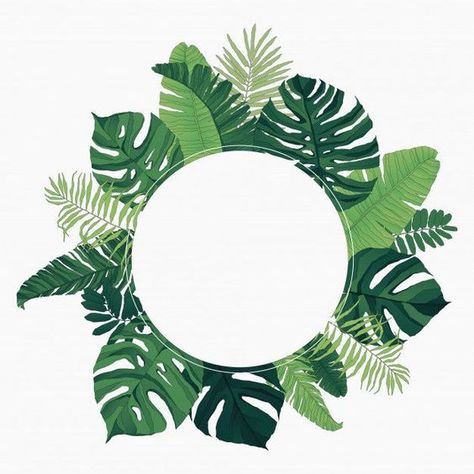 Text Frame Design Graphics, Circle Logo Design Ideas Graphics, Tropical Frames, Frame Circle, Leaves Frame, Hawaiian Party Decorations, Plant Wallpaper, Hawaiian Party, Flower Background Wallpaper