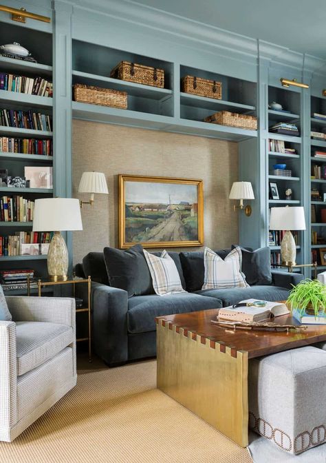 Media Room Ideas With Tons of Storage Inspiring Our Next Makeover Cozy Library Room, Library Room Design, Bookshelf Wall, Library Living Room, Cozy Library, Books Library, Library Room, Home Library Design, Studio Living