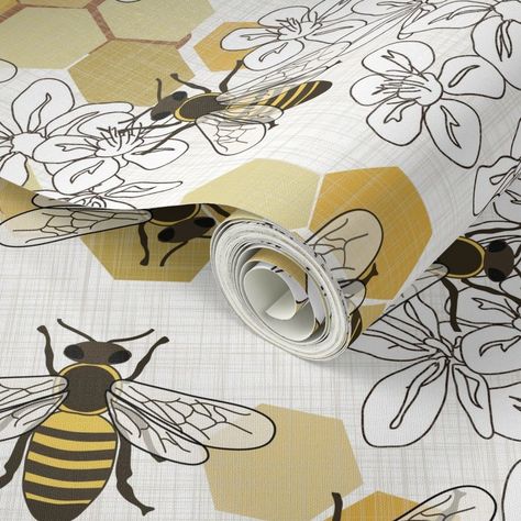 Bee Bedroom, Bee Nursery, Bee Flowers, Honey Bee Decor, Bee Wall, Bug Art, Bee Inspired, Tactile Texture, Natural Sisal