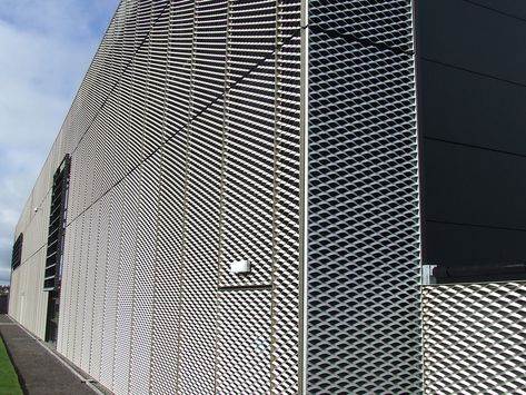 Expanded Metal Mesh Facade, Metal Mesh Facade, Facade System, Expanded Metal Mesh, Sports Centre, Metal Font, Expanded Metal, Metal Fence, Metal Mesh