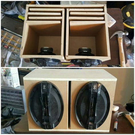 Had a pair of 6x9 speakers laying around so i threw together a little ported box. 6x9 Speaker Box, Car Speaker Box, Diy Subwoofer Box, Custom Speaker Boxes, Diy Boombox, Diy Bluetooth Speaker, Diy Subwoofer, Audio Box, Custom Car Audio