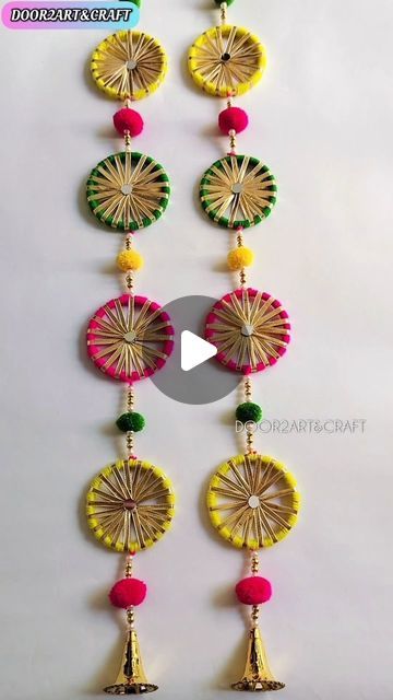 DOOR2ART&CRAFT on Instagram: "✨ Make your home Diwali-ready with these gorgeous DIY hangings! Using just bangles, wool, gotta lace, mirrors, beads, and pom poms, you can create festive decor that adds elegance to any space. Let’s bring out the artist in you! 🌼

Save this reel for your Diwali decor inspo! 🌟
Follow: @door2artcraft for amazing artistic stuff 😉❣️
#diwalidecor #wallhanging #handmadewithlove #homedecorideas #festivevibes #door2artcraft #diycrafts #diwali2024 #diyhomedecor #diy #fest #festive #instagood #oldbanglesreuse #diwalispecial #craftyideas #artisandeco #ecofriendly #handmadedecor #creativecraft #diwalicelebration #diwaliathome #festivalvibes #homedecor" Bangles Art Crafts, Wall Hanging With Bangles, Diwali Wall Hangings Diy, Diwali Craft Decoration, Diy Diwali Decorations At Home, Bangles Craft, Mandir Decor, Hanging Door Beads, Door Beads