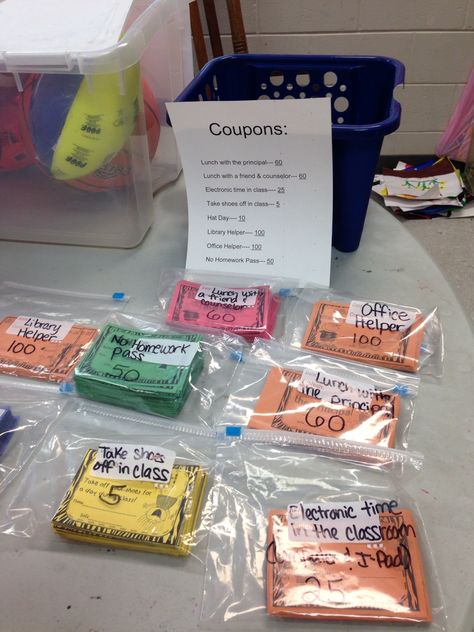 Coupon incentives for PBIS store. I liked the incentive to eat lunch with the principal:) Pbis Rewards Incentive Ideas, Pbis Elementary School Wide, Pbis Elementary, Pbis Incentives, Pbis Rewards, Incentive Ideas, Positive Behavior Intervention, Work Games, Classroom Economy