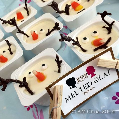 Melted Olaf treats at a Frozen girl birthday party! See more party planning ideas at CatchMyParty.com! Melted Olaf, Melted Olaf Yogurt, Olaf Birthday Party, Frozen Party Food, Olaf Party, Olaf Birthday, Frozen Bday Party, Frozen Christmas, Elsa Birthday