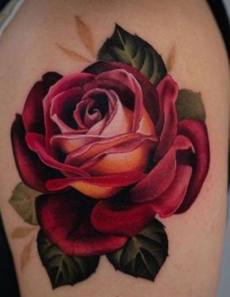 July Birth Flower Tattoo, Music Symbol Tattoo, Roses Tattoos, Ink Tattoo Design, Single Rose Tattoos, Red Tattoo Ideas, Red Ink Tattoo, July Birth Flower, Color Roses