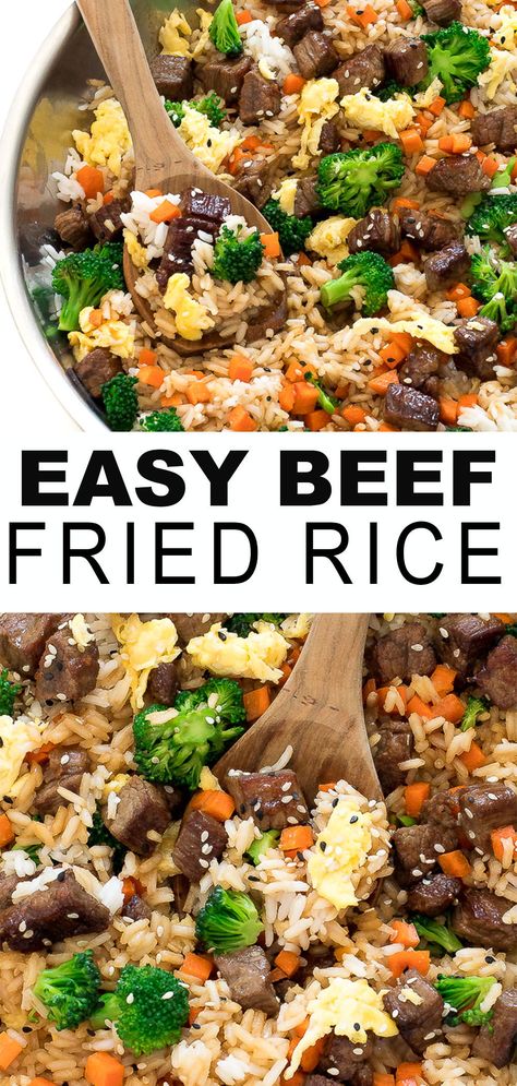 Beef Rice Stir Fry, Easy Beef Fried Rice, Beef Stir Fry With Rice, Beef Stir Fried Rice, Fried Rice With Beef Recipe, Beef And Fried Rice, Fried Rice With Beef, Steak Stir Fry Recipes Easy With Rice, Steak Fried Rice Recipe Easy