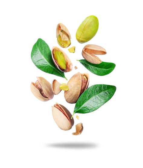 Crushed pistachios with leaves in the air close up isolated on a white background stock images Pistachio Illustration, Crushed Pistachios, Vector Girl, Package Design, A White Background, Pistachio, Cropped Hoodie, Cute Love, Nuts