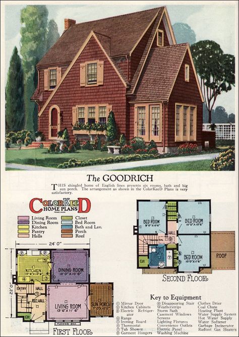 Vintage house plans 1920s House Plans, English Cottage House, English Cottage House Plans, Cottage Style Bedrooms, Vintage Floor Plans, 1920s House, Vintage House Plans, Casas The Sims 4, Sims House Plans