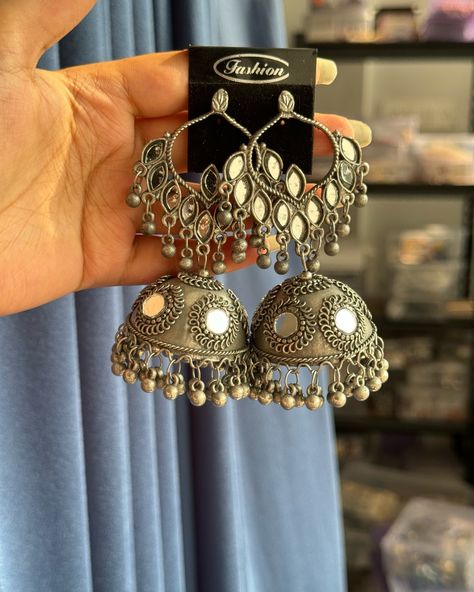 Mirror Jhumka ❤️ ₹299/- Free Shipping In India Mirror Jhumka, Jhumka Collection, Aesthetic Jewellery, Jhumka Designs, Oxidised Earrings, Fashion Professional, Indian Bridal Jewelry Sets, Pretty Jewelry Necklaces, Traditional Jewellery