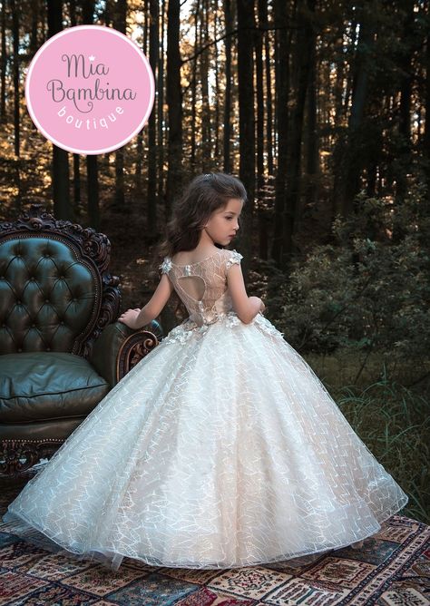 Bridal flower girl dresses Email:- info@miabambinaboutique.com #miabambinaboutique #Bridal_flower_girldresses Long Sleeve Ball Gowns, First Communion Dress, First Communion Dresses, Flower Girl Dress Lace, Pageant Gowns, Communion Dresses, Girls Party Dress, Flower Girl Dress, Lace Flowers