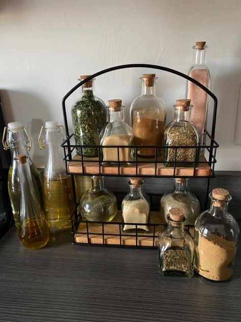 Gothic Kitchen Decor Ideas, Kitchen Gothic Decor, Alt Kitchen Ideas, Fairy Themed Kitchen, Witchy Cottagecore Home Decor, Witchy Spice Rack, Dark Academia Kitchen Ideas, Dark Cottagecore House Decor, Diy Home Goods