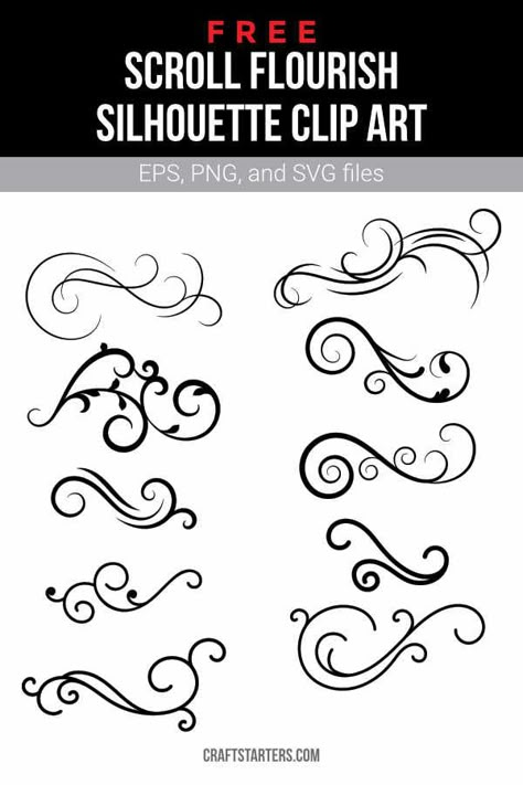 Gold Scroll Design, Scroll Designs Templates Swirls, Flourish Svg Free Swirls, Free Flourish Svg Files For Cricut, Swirl Svg Free, Cricut Flourishes Free, Scroll Templates Printables, Free Flourish Svg, Scroll Patterns Free