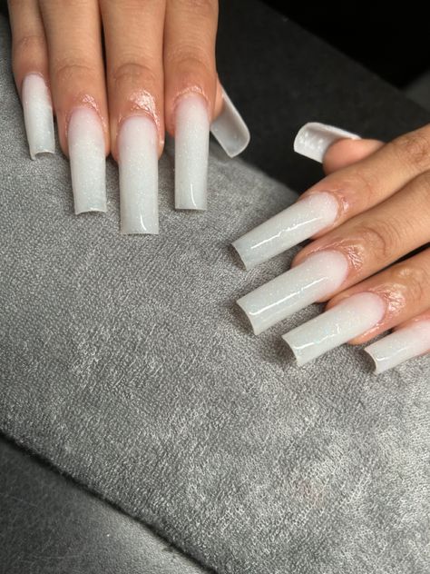 Powdered White Acrylic Nails, Nutty White Nails, Milky White Nails With Gems, Long Milky White Nails, Cum White Acrylic Nails, Cloudy White Nails, Milky White Nails With Rhinestones, Milky White Nails Acrylic Design, Nut White Nails