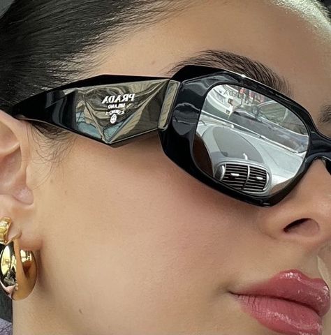 Heavy Crown, Prada Sunnies, Prada Aesthetic, Prada Glasses, Prada Sunglasses, Luxury Sunglasses, Miu Miu, Marc Jacobs, Black Silver