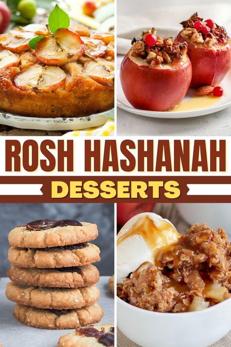 Make these Rosh Hashanah desserts part of your annual celebration! From honey cookies to apple cake to rugelach, you'll love these traditional treats. Rosh Hashanah Desserts Easy, Easy Rosh Hashana Recipes, Rosh Hashanah Cookies, Rosh Hashana Dessert Recipes, Rosh Hashanah Recipes Dessert, Rosh Hashana Desserts, Sukkot Desserts, Easy Rosh Hashana Dessert, Rosh Hashanah Apple Recipes