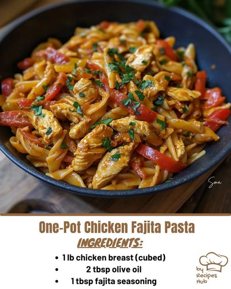 One-Pot Chicken Fajita Pasta Chicken Fusilli Pasta Recipes, Chicken Fusilli Pasta, One Pot Chicken Fajita Pasta, Chicken Fajita Pasta Recipe, Fusilli Pasta Recipe, Fajita Pasta Recipe, Fajita Pasta, Chicken Fajita Pasta, Mexican Casserole Recipe