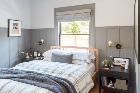 12 Beds To Put In Front of a Window — The Gold Hive Paint Board And Batten, Bed In Front Of Window, Diy Pool Ideas, Modern Bunk, Sconces Vintage, Paint Board, Mid Century Modern Bed, Black Bed Linen, Oak Bed