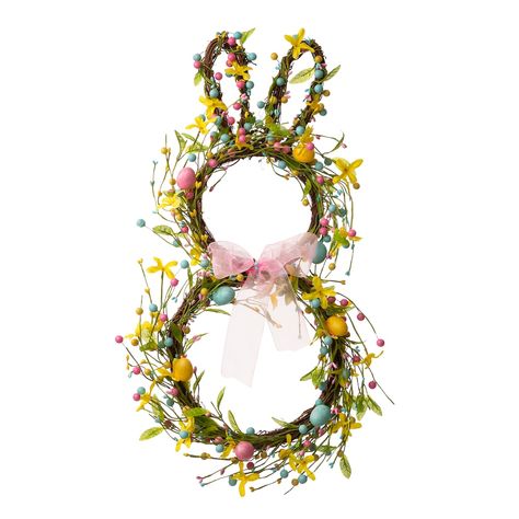 Living Room Family, Easter Bunny Wreath, Cute Easter Bunny, Satin Ribbon Bow, Spring Bunny, Bunny Wreath, Coloring Easter Eggs, Easter Time, Easter Wreath