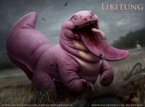 Likitung by JRCoffronIII on DeviantArt Lickitung Pokemon, Creepy Pokemon, Dark Pokémon, Pokemon Realistic, 150 Pokemon, Painted Fan, Pokemon 20, Pokémon X And Y, Pokémon Stuff