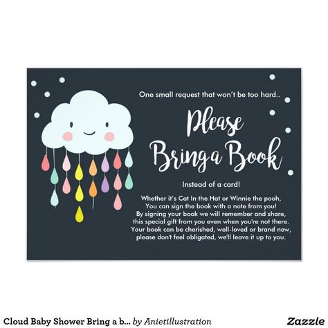 Cloud Baby Shower Theme, Baby Shower Bring A Book, Book Baby Shower Invitation, April Baby Shower, Gender Neutral Baby Shower Invitations, Rainbow Cloud, Birthday Invitations Girl, Baby Gender, Gender Neutral Baby Shower