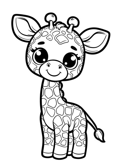 Simple Giraffe - Free Coloring Page Giraffe Coloring Pages Free Printable, Zebra Coloring Pages, Jungle Coloring Pages, Safari Clipart, Giraffe Clipart, Zoo Coloring Pages, Giraffe Coloring Pages, Giraffe Colors, Lion Craft