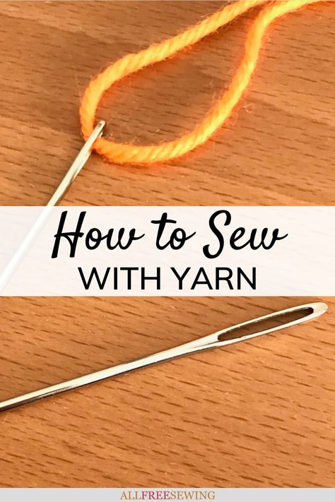 How to Sew With Yarn | This page goes over how to sew with yarn for beginners! Learn everything you will ever need to know here. Sewing Yarn To Fabric, How To Embroider With Yarn, Thread A Sewing Machine, Gather Fabric, Sewing Area, Yarn Sewing, Thrifty Crafts, How To Thread, Yarn For Crochet