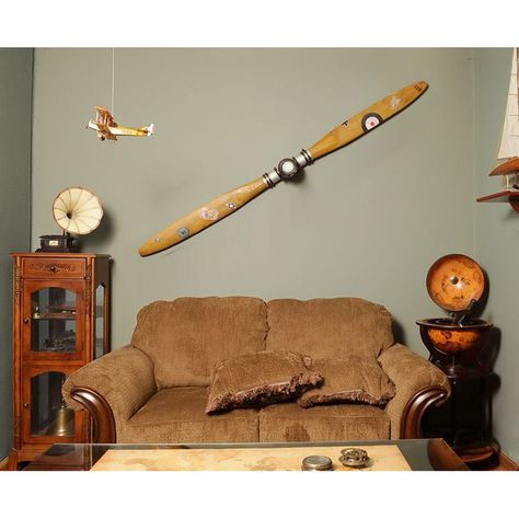 Old Modern Handicrafts Airplane Propeller Decorative Accent, Brown Airplane Hanger Man Cave, Airplane Propeller Decor, Propeller Decor, Interesting Decor, Rc Model Airplanes, Airplane Propeller, Steampunk Design, Model Planes, Brass Accents