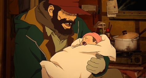 Tokyo Godfathers Tokyo Godfathers, Garbage Dump, Satoshi Kon, Godfather Movie, Shinjuku Tokyo, Movie Directors, Japanese Film, Living Together, How To Make Animations