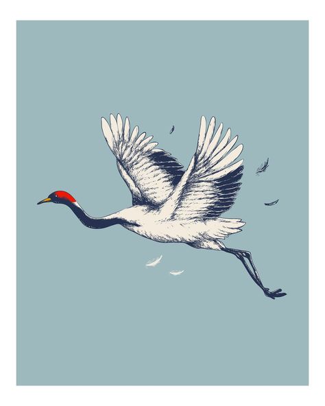 Crane Wall Art, Crane Print, Japanese Crane, Crane Bird, Traditional Japanese Art, Night Routine, Traditional Japanese, Bird Art, Japanese Style