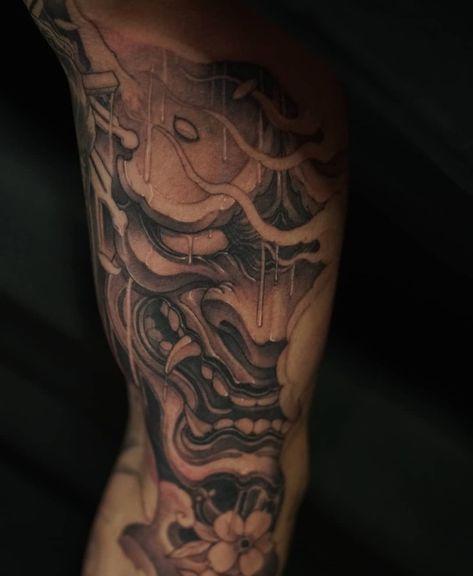 Japanese Forearm Tattoo, Forearm Name Tattoos, Filler Tattoo Designs, Japanese Hand Tattoos, Oni Mask Tattoo, Hannya Mask Tattoo, Inner Bicep Tattoo, Dragon Tattoo Art, Half Sleeve Tattoos Drawings