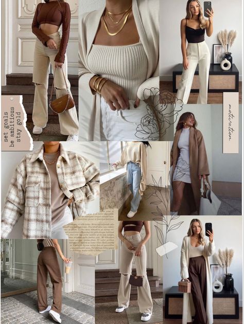 Neutral Clothing Aesthetic Closet, Neutral Colour Clothes, Neutral Outfits For Women, Neutral Color Aesthetic Outfits, Neutral Color Fall Outfits, Neutral Basics Outfit, Light Neutral Outfit Ideas, Neutral Color Style Outfit, Aesthetic Neutral Outfits