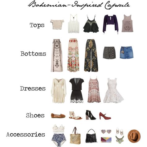 Bohemian-Inspired Capsule Wardrobe by radeleine on Polyvore featuring Betsey Johnson, Alex Perry, Ally Fashion, Wet Seal, Abercrombie & Fitch, Temperley London, Dorothy Perkins, Chinese Laundry, Rip Curl and Jimmy Choo Moda Hippie Chic, Look Boho Chic, Estilo Hippie, Mode Boho, Boho Chic Outfits, Hippie Outfits, Boho Stil, Dresses Shoes, Bohemian Clothes