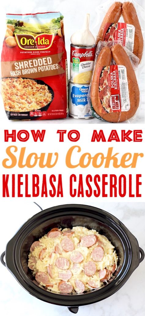 Kielbasa And Potatoes Casserole, Crockpot Kielbasa, Crockpot Sausage And Potatoes, Crockpot Sausage, Kielbasa And Potatoes, Slow Cooker Kielbasa, Potatoes Casserole, Slow Cooker Casserole, Kielbasa Recipes