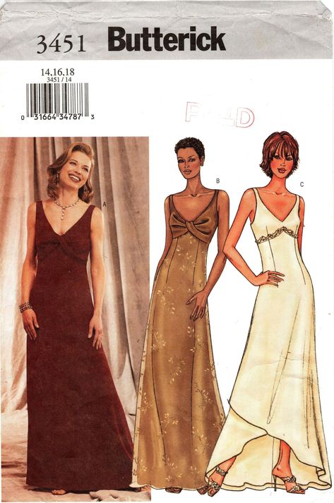 Evening Gown Pattern, Butterick Dress Patterns, Gown Sewing Pattern, Formal Dress Patterns, Summer Dress Patterns, Formal Wear Dresses, Gown Pattern, Vintage Dress Patterns, Butterick Sewing Pattern