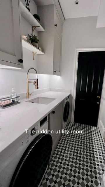 Hidden Utility Room In Kitchen, Hidden Kitchen Door, Hidden Utility Room, Door In Kitchen, Hidden Utility, Bespoke Kitchen Design, Hidden Kitchen, Kitchen Door, Hidden Door