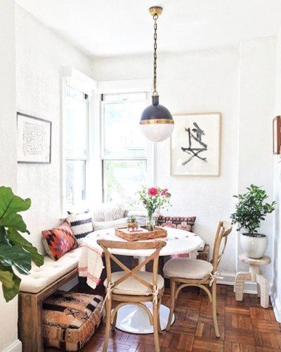 My House: Cozy Breakfast Nook Inspiration Small Dining Room Decor, Kitchen Dining Room Combo, Small Dining Room, Cozy Breakfast Nook, Dining Room Cozy, Bohemian Kitchen, Casual Dining Rooms, Dining Room Combo, Kitchen Nook