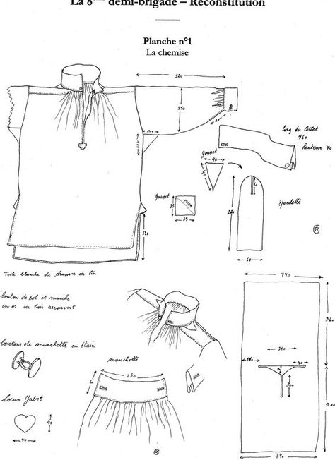 Pirate Shirt Sewing Pattern, Pirate Shirt Pattern, Historical Clothing Patterns, Medieval Shirt, 18th Century Costume, 18th Century Clothing, T Shirt Pattern, Costume Patterns, Century Clothing